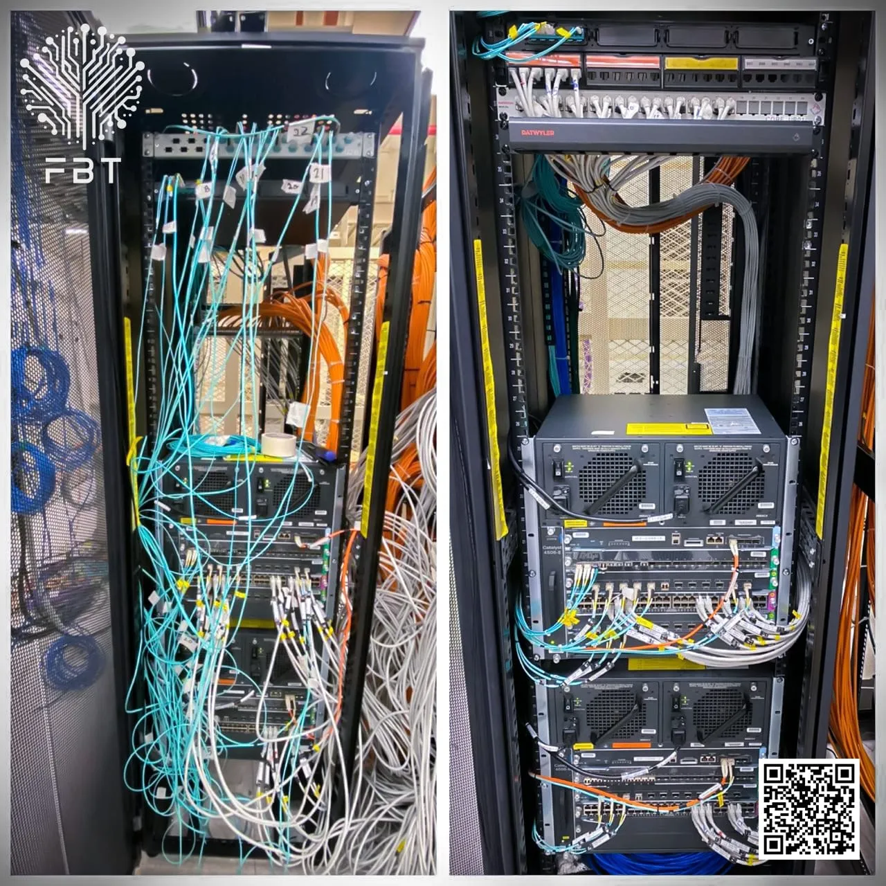 Cisco chassis switch installation large scale cable management before after documentation enterprise cabling North America